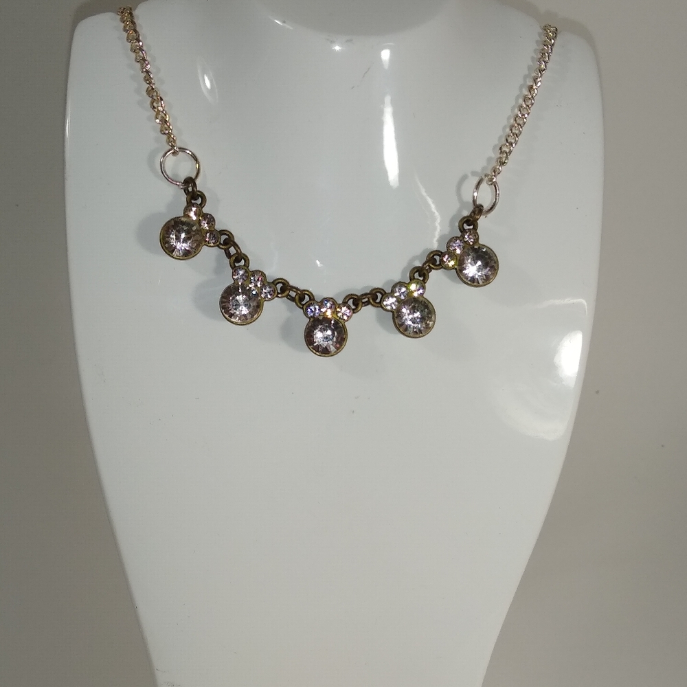 Necklace Silver Rhinestone Delicate - Picture 2 of 4